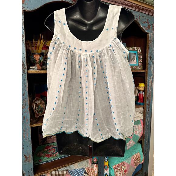 NANDITA JOSHI (HEMANT & NANDITA) BOHO EMBROIDERED SLEEVELESS FLOWY BLOUSE M - Picture 2 of 6